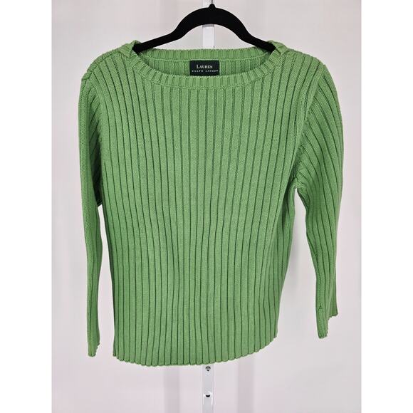Lauren Ralph Lauren Sweaters - Lauren Ralph Lauren women's green boat neck knitted cotton Sweater Sz L